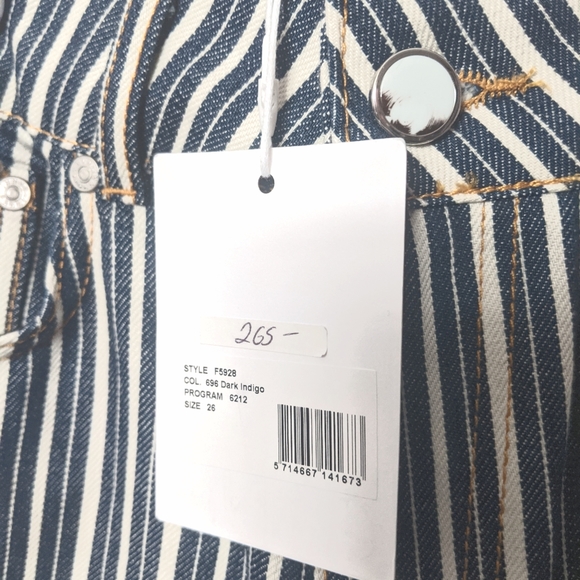 NWT Ganni Mixed Striped Denim Pants Size 26 - Picture 12 of 13